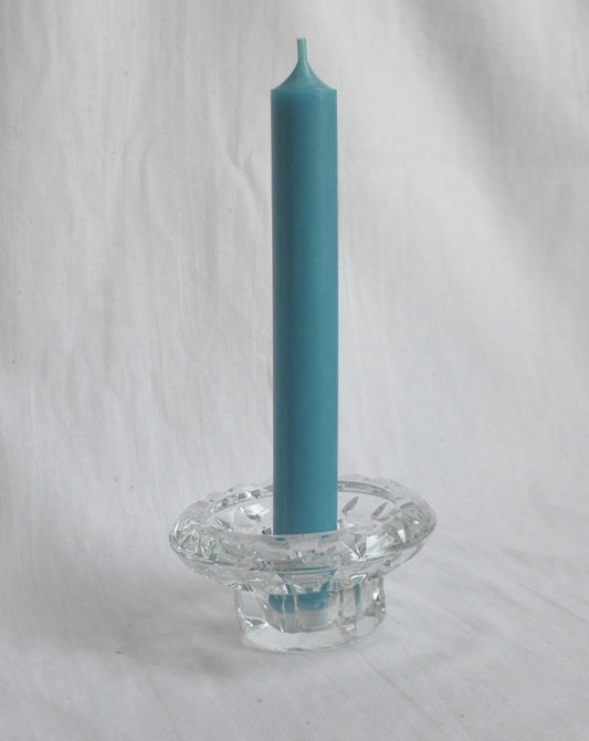 Vintage Clear Crystal Glass Candlestick and Candle