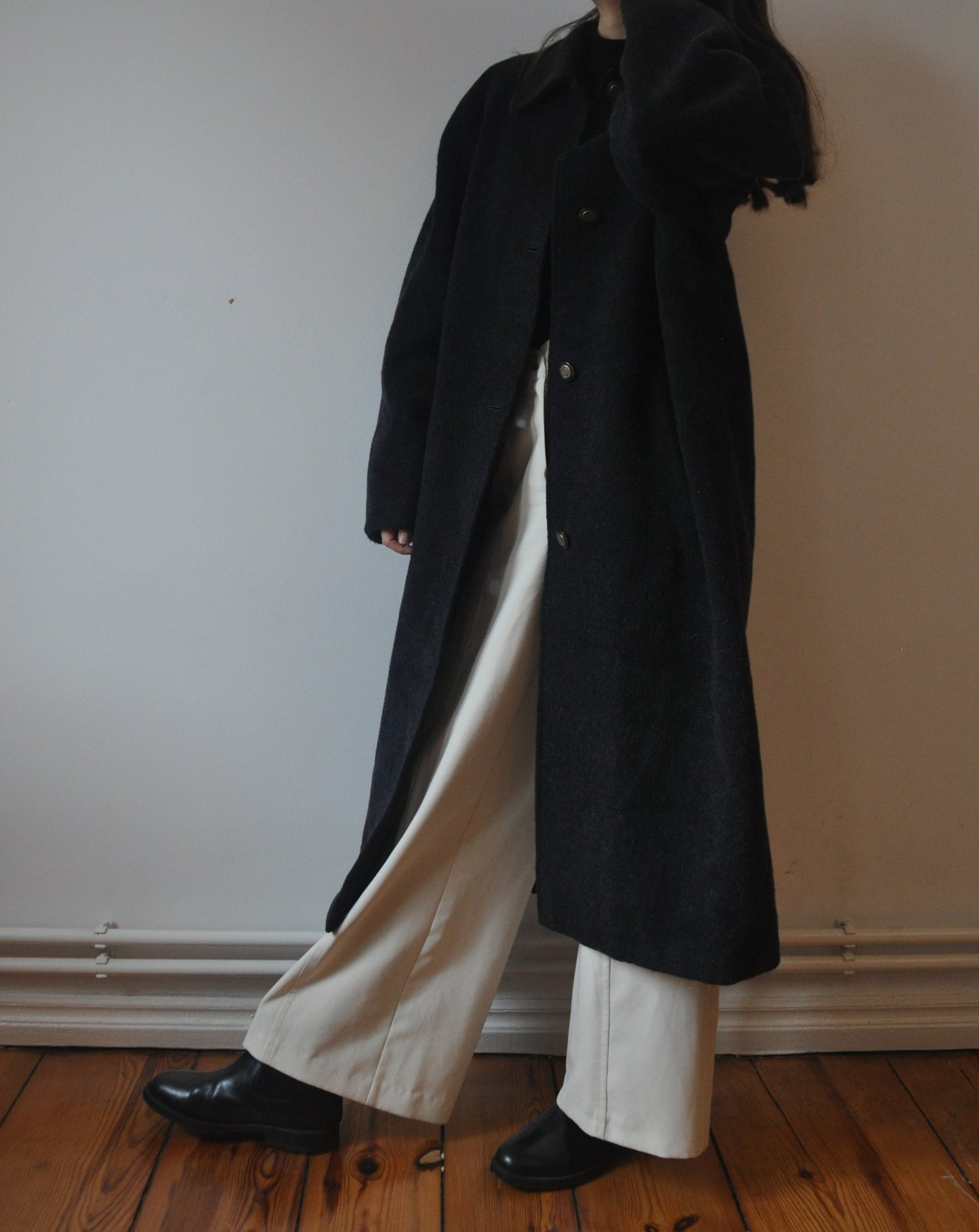 Vintage Wool Mohair Navy Relaxed Coat size 10-14