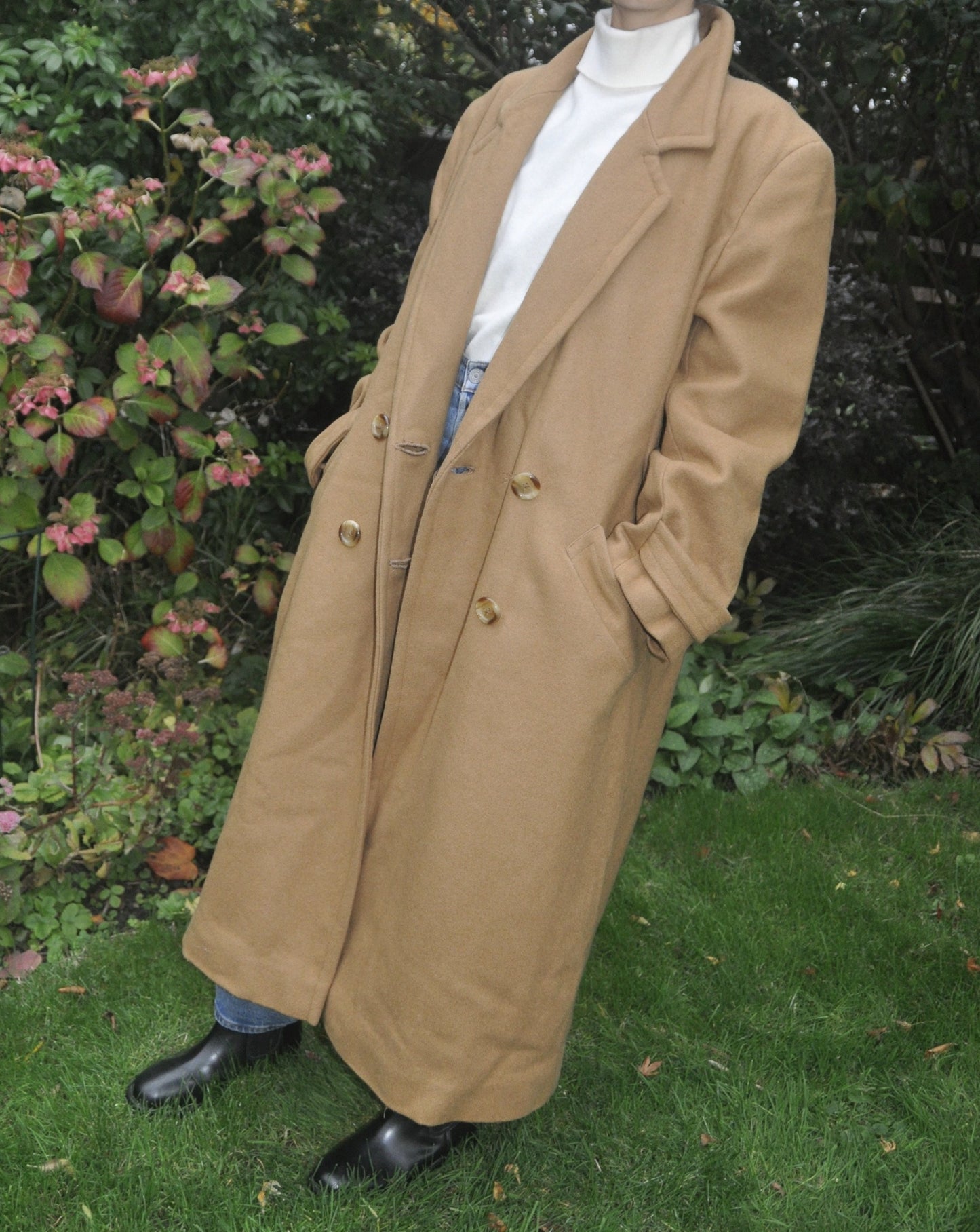 Vintage Handmade Wool Long Camel Coat size 8-12