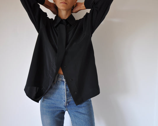 Vintage Black Relaxed Placket Shirt Size 10-12