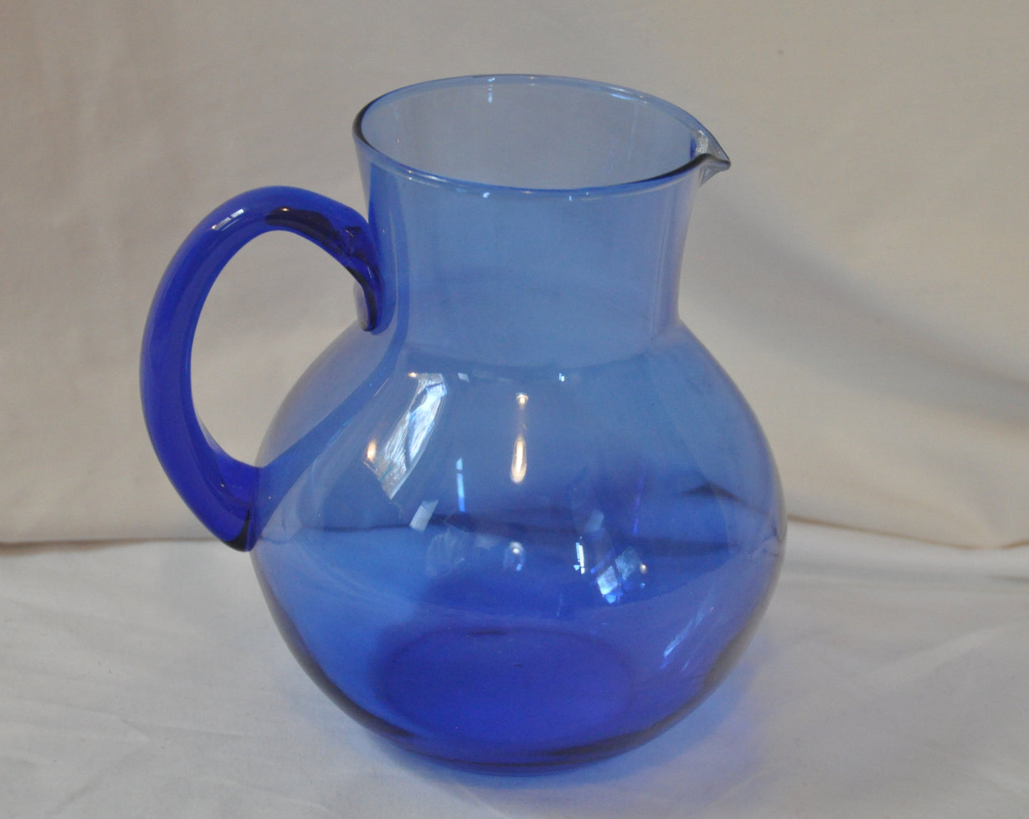 Vintage Hand Blown Blue Glass Jug