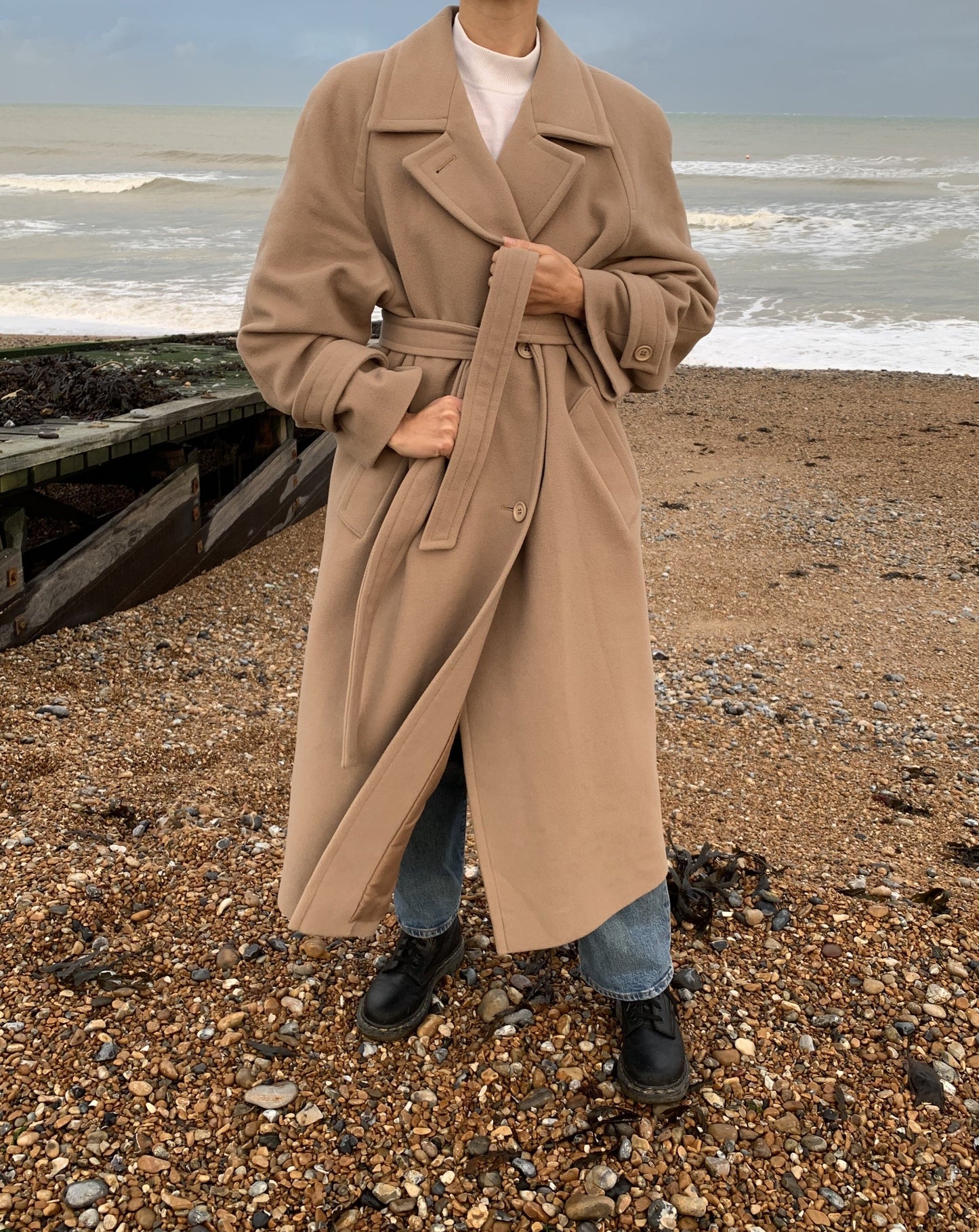 Vintage Camel Wool Wrap Coat Size 8-14