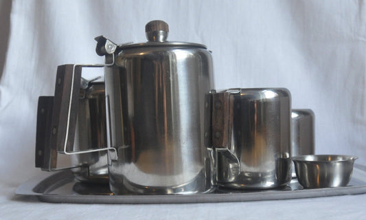 Danish Mid Century Stainless Steel Tea Set