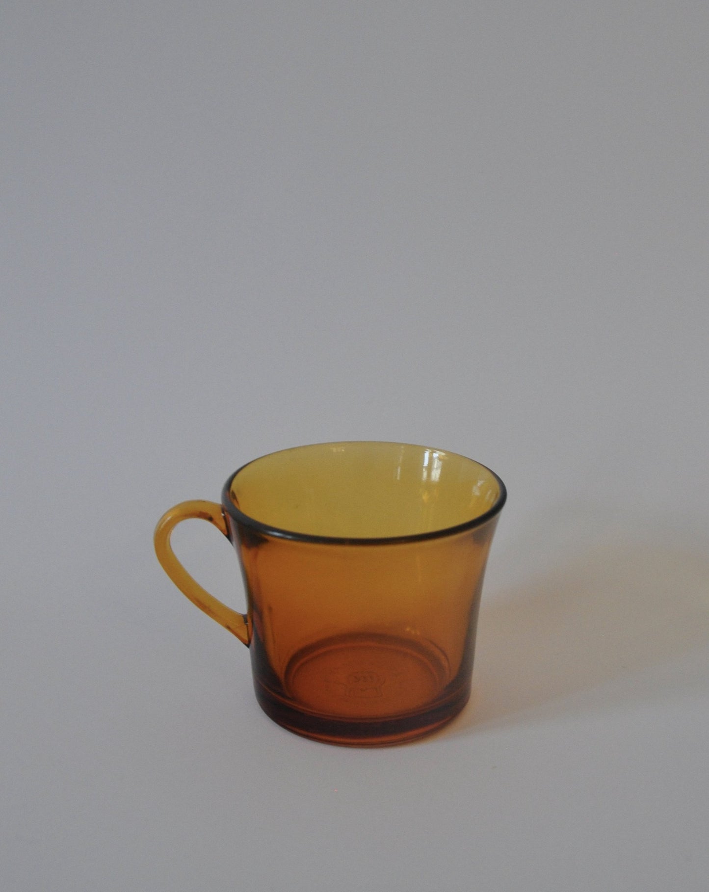 Set of 4 Vintage Amber Glass Tea Cups Mugs