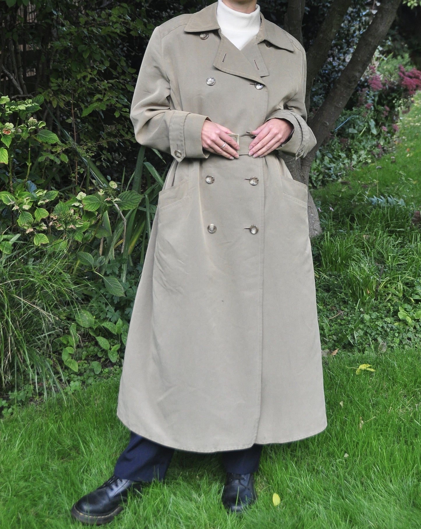 Vintage Beige Light Khaki Trench Coat Size 12-14