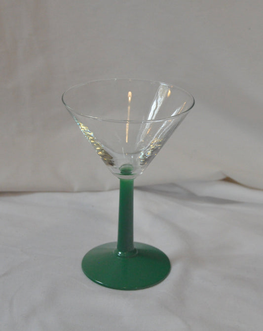 Vintage 1980s Green Stem Cocktail Glass