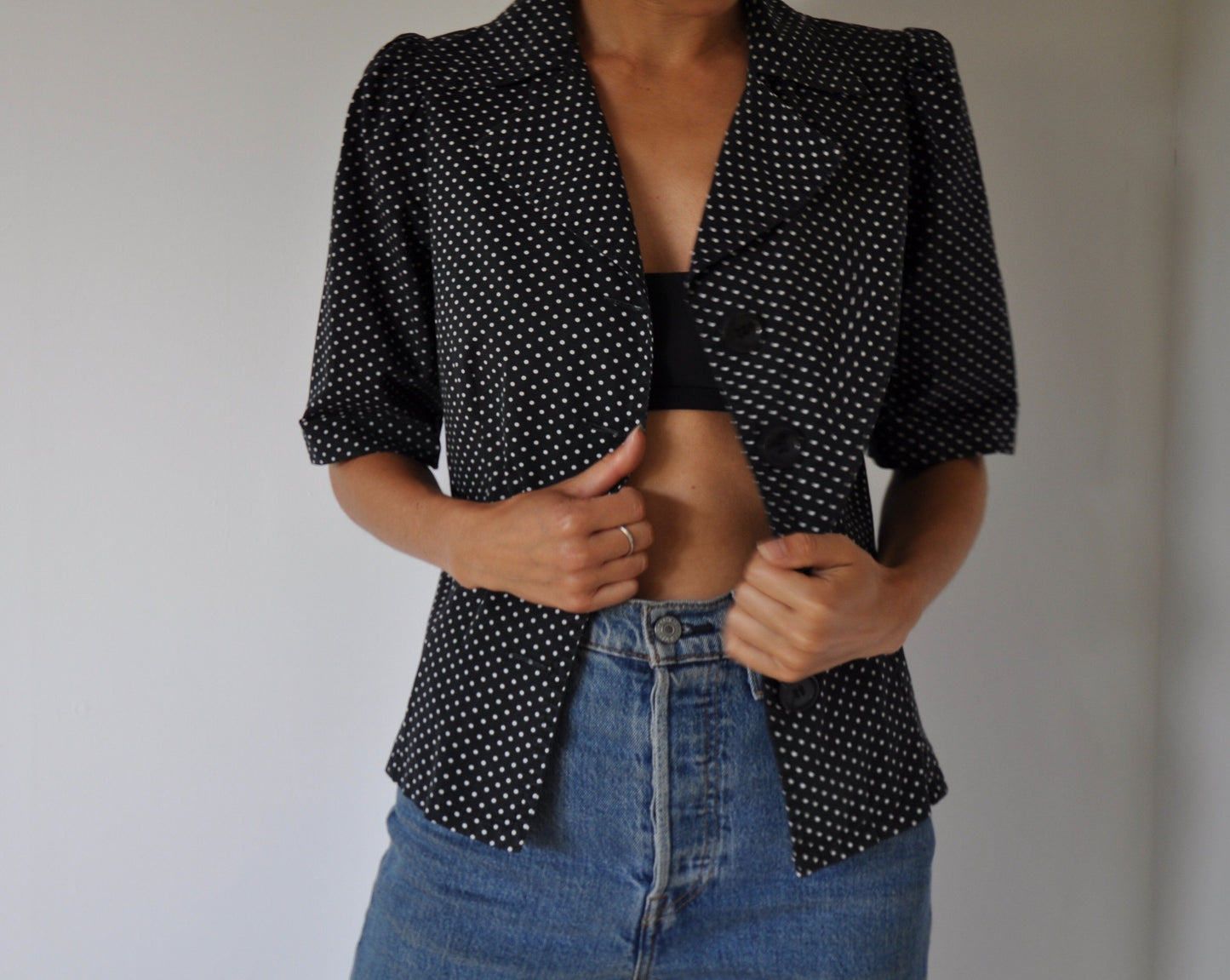 Vintage Polka Dot Blouse Shacket Size 8-10