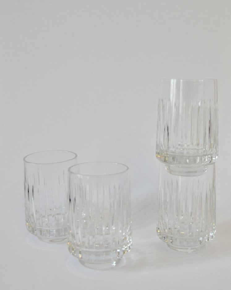 Set of 6 Clear Glass Crystal Cut Glasses