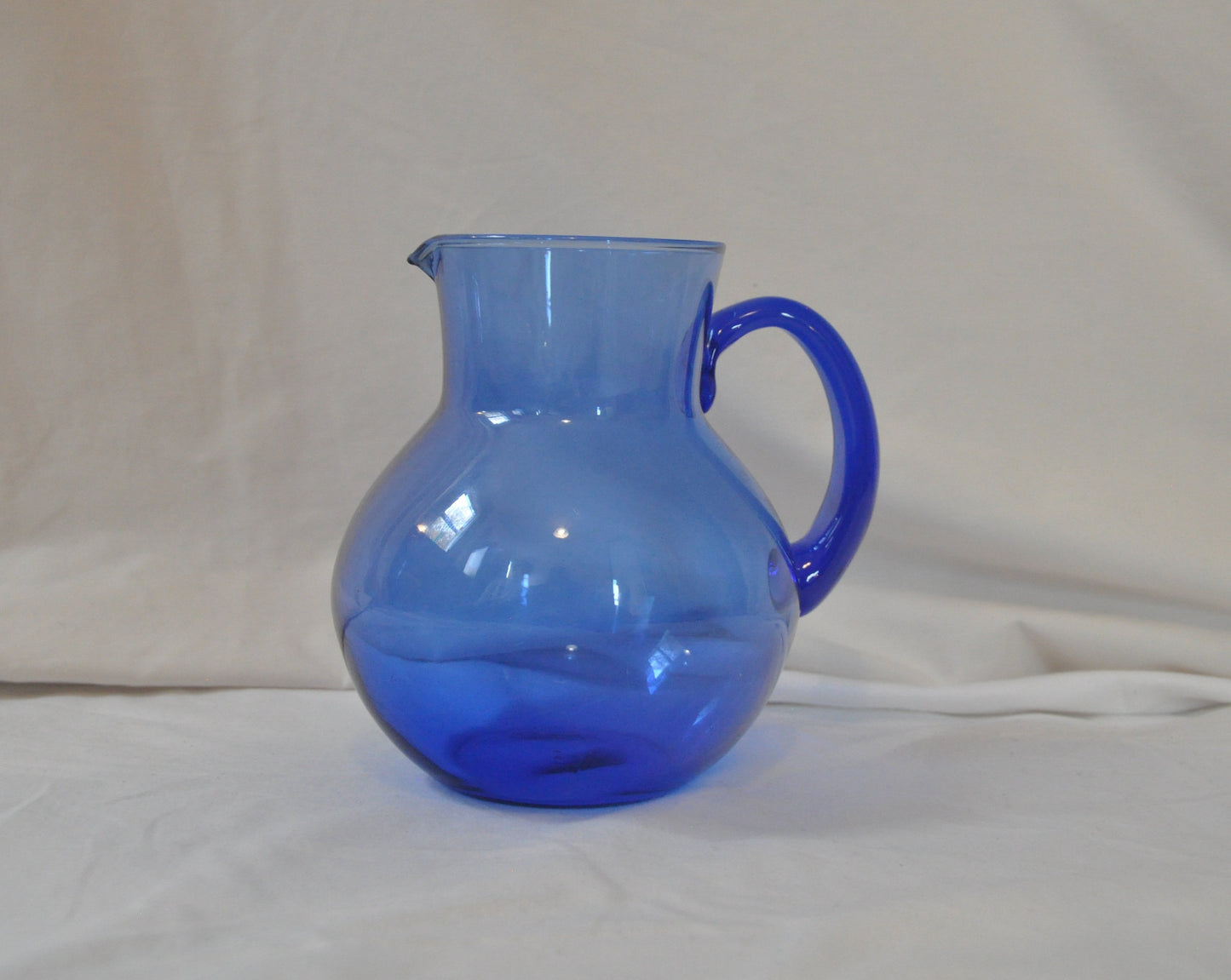 Vintage Hand Blown Blue Glass Jug