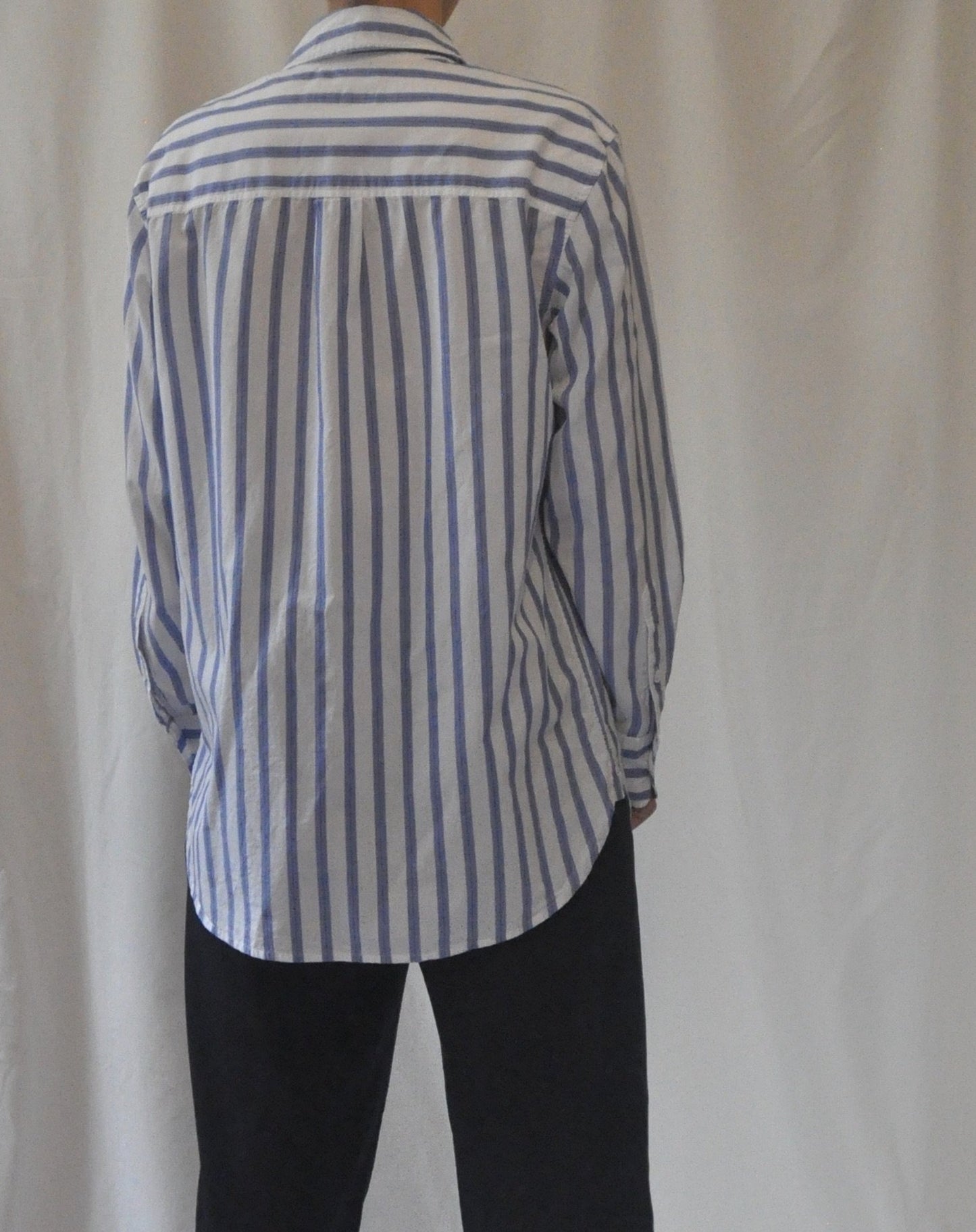 Equipment Cotton White Blue Striped Shirt Size XS