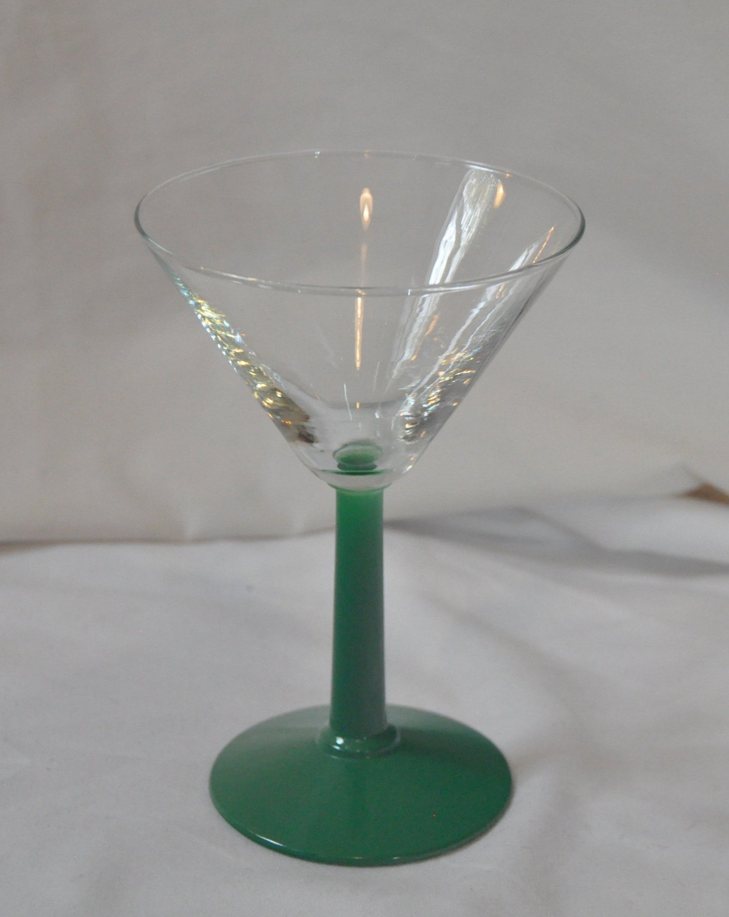 Vintage 1980s Green Stem Cocktail Glass