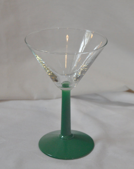 Vintage 1980s Green Stem Cocktail Glass