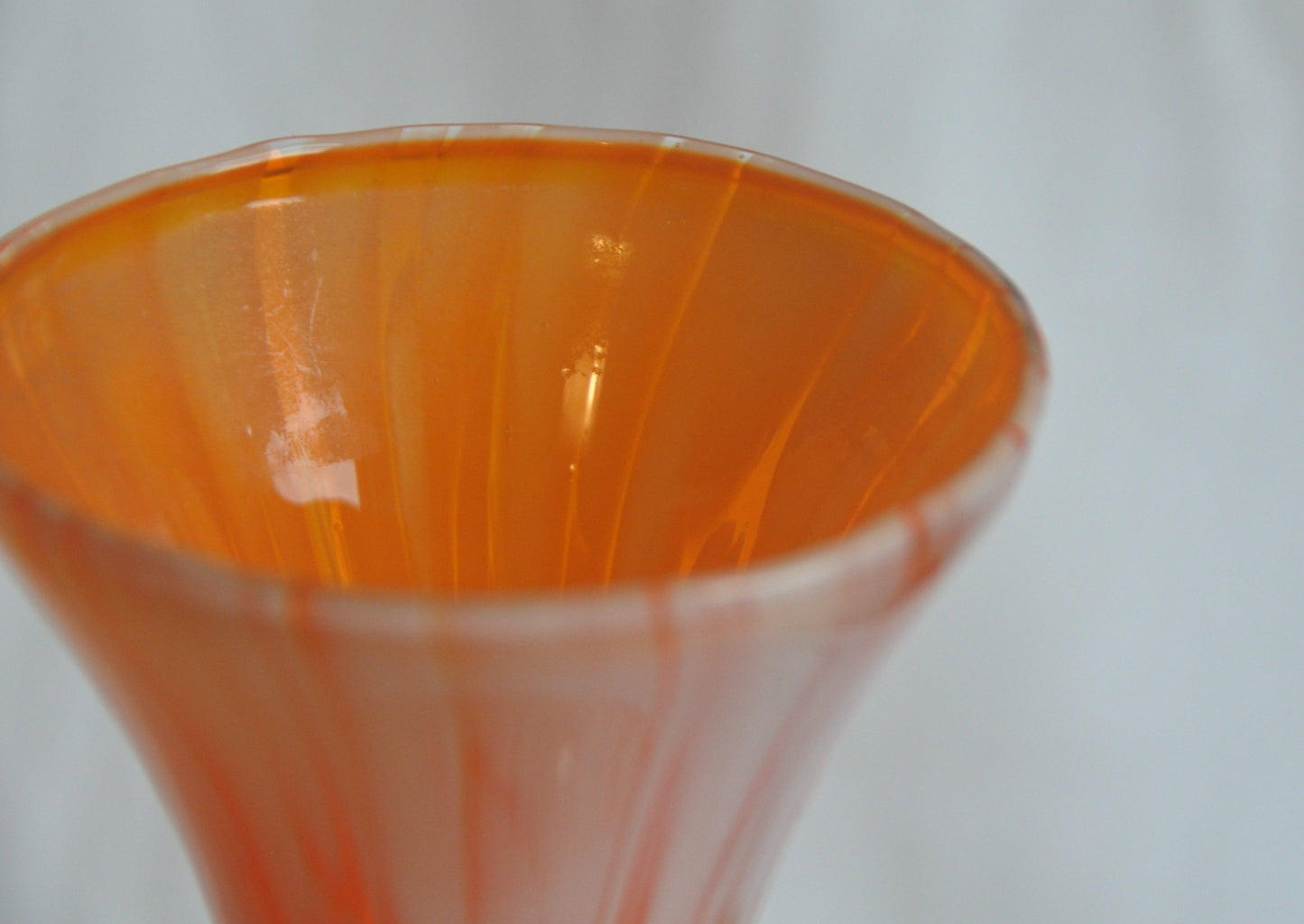 Vintage Hand Blown Large Murano Style Orange Vase