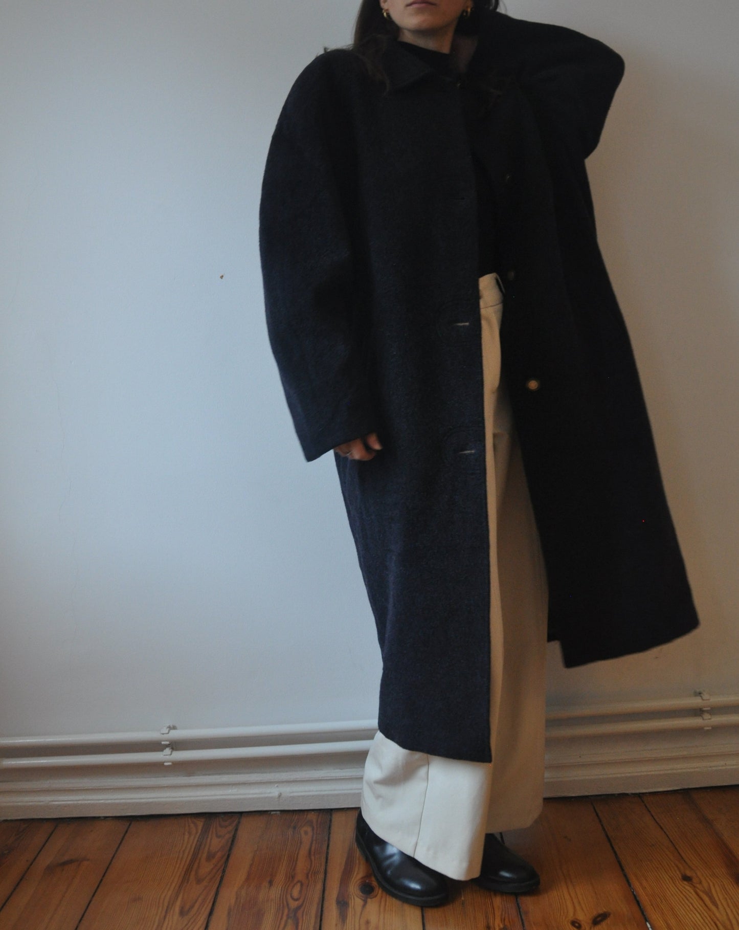 Vintage Wool Mohair Navy Relaxed Coat size 10-14