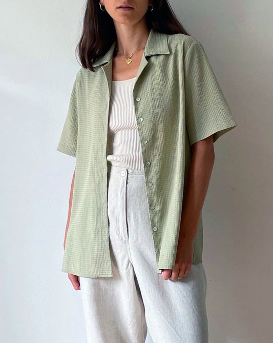 Vintage Sage Textured Resort Shirt Size S-L