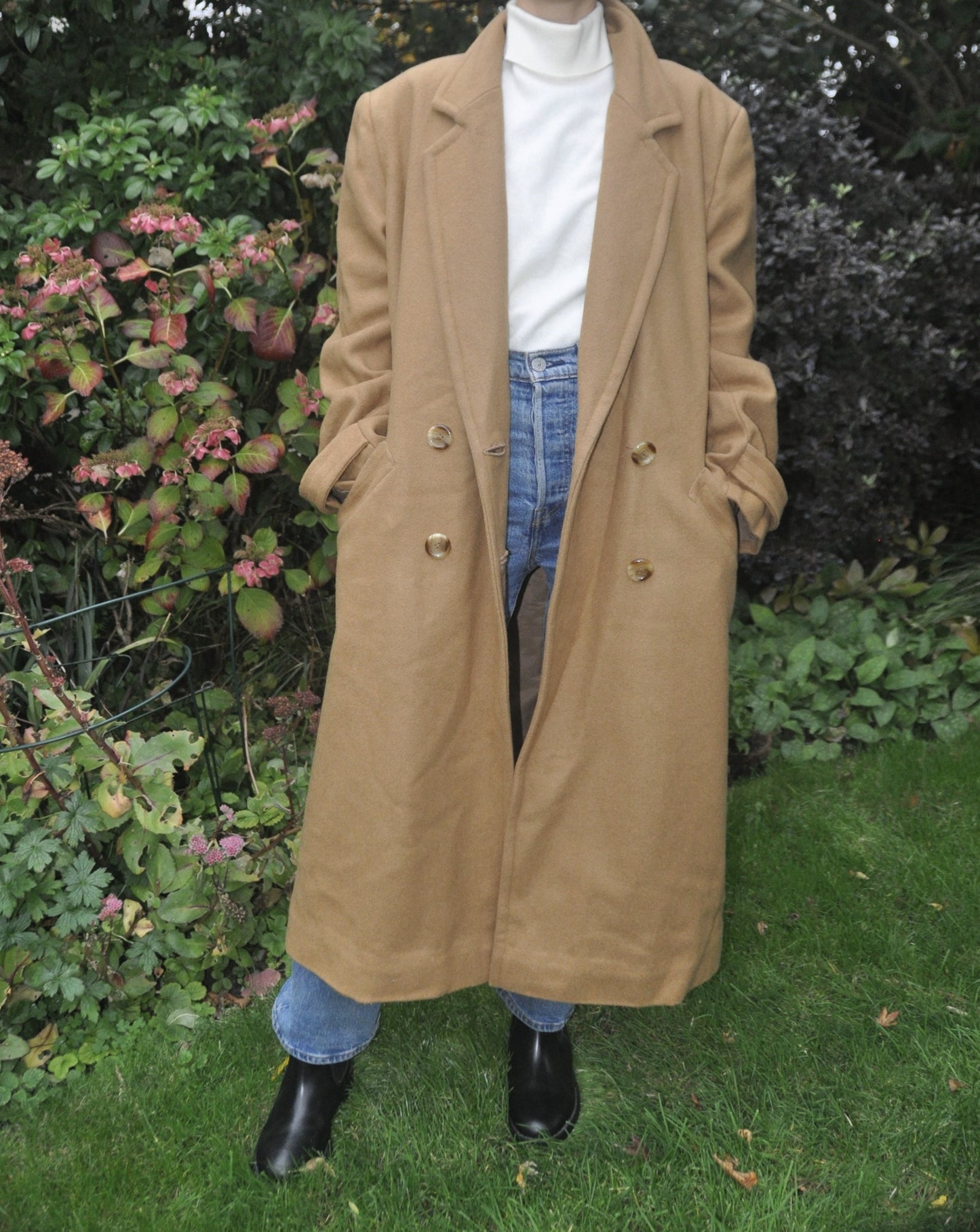 Vintage Handmade Wool Long Camel Coat size 8-12