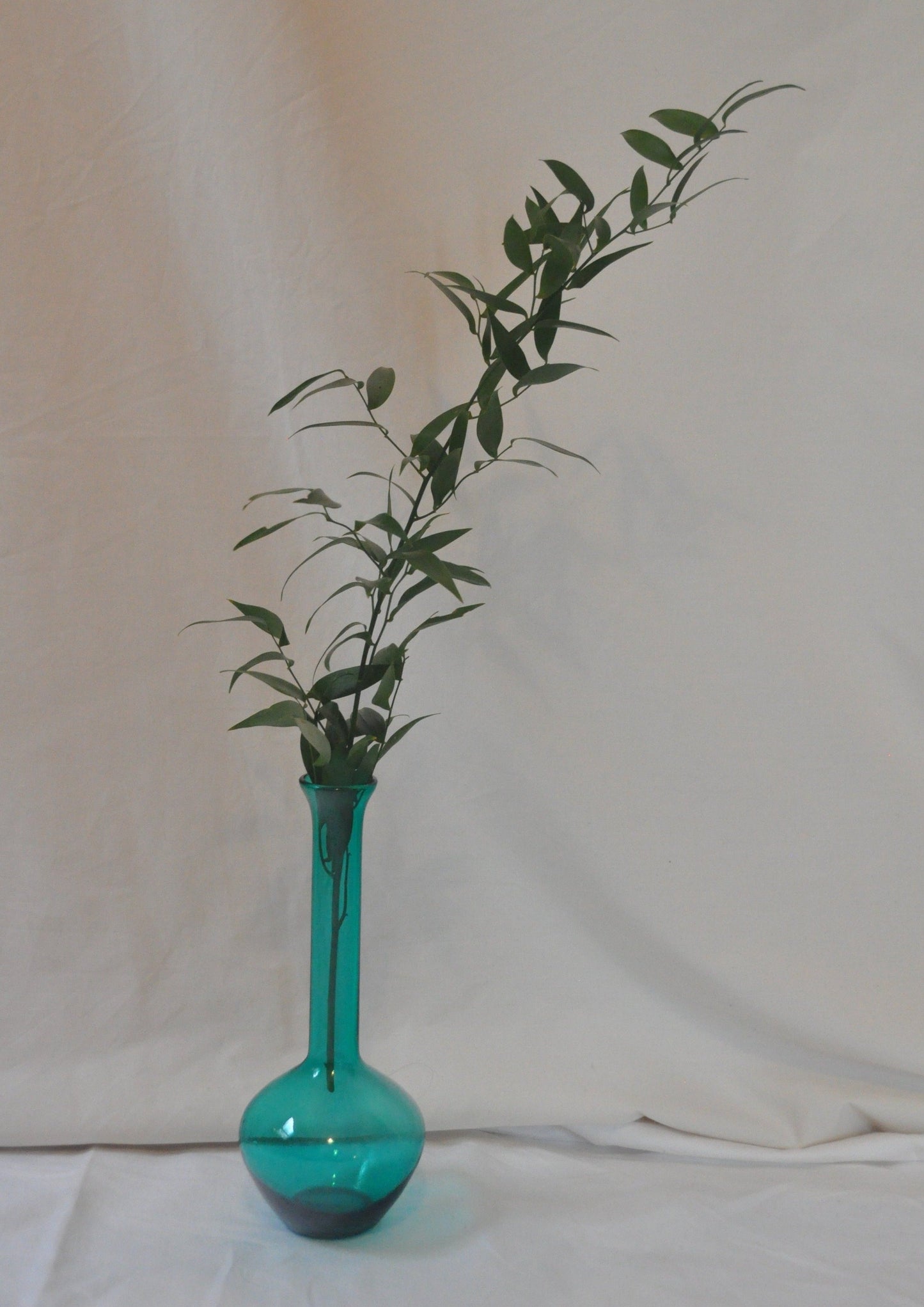 Handblown Blue Glass Tall Stem Unique Vase