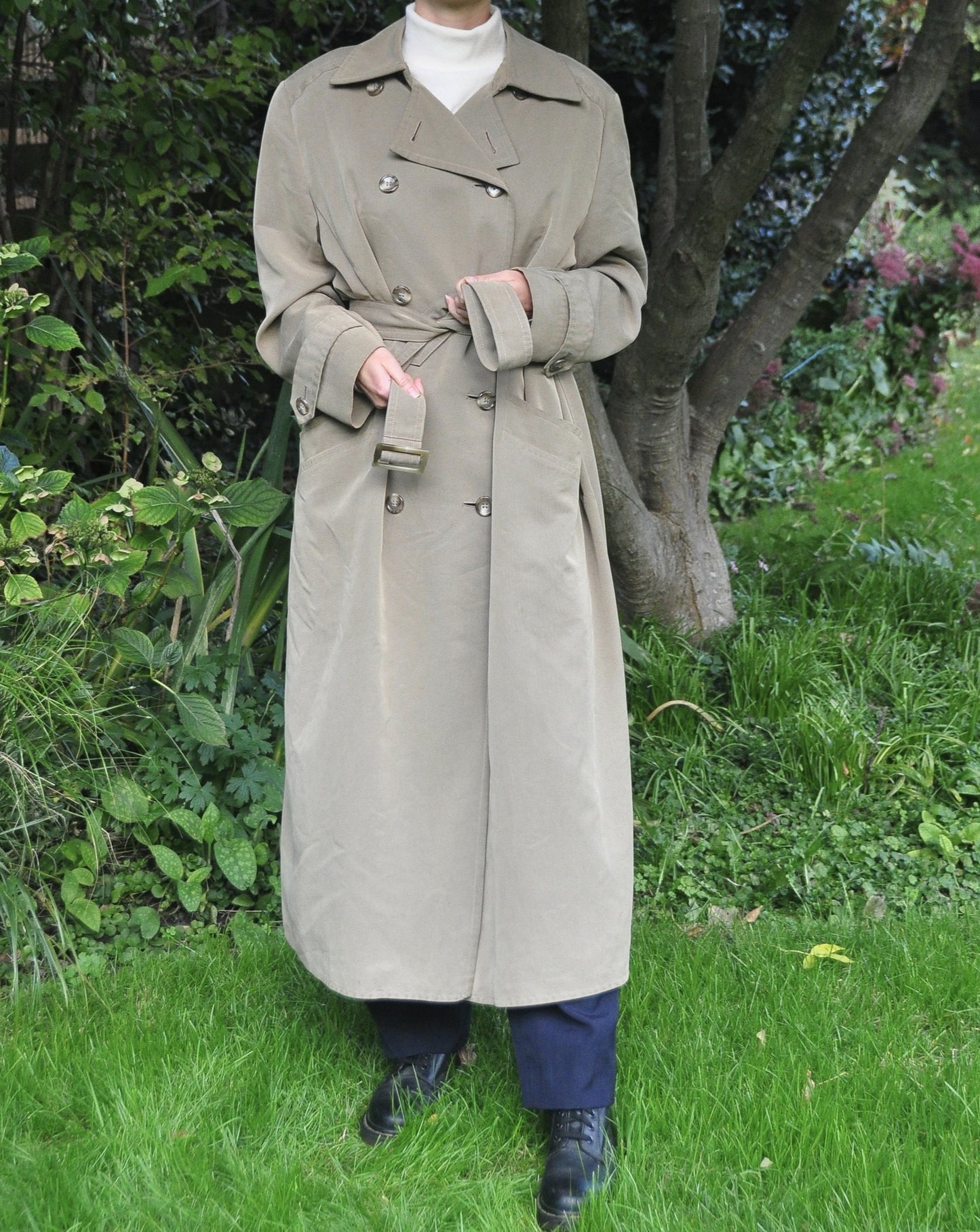 Vintage Beige Light Khaki Trench Coat Size 12-14