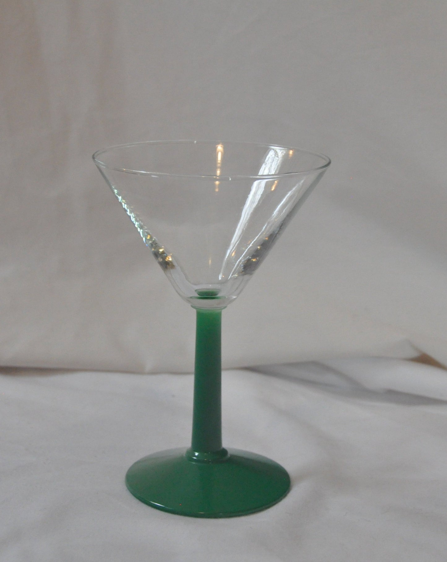 Vintage 1980s Green Stem Cocktail Glass