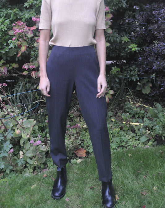 Vintage Dark Grey Wool Cropped Trousers Size 10-12