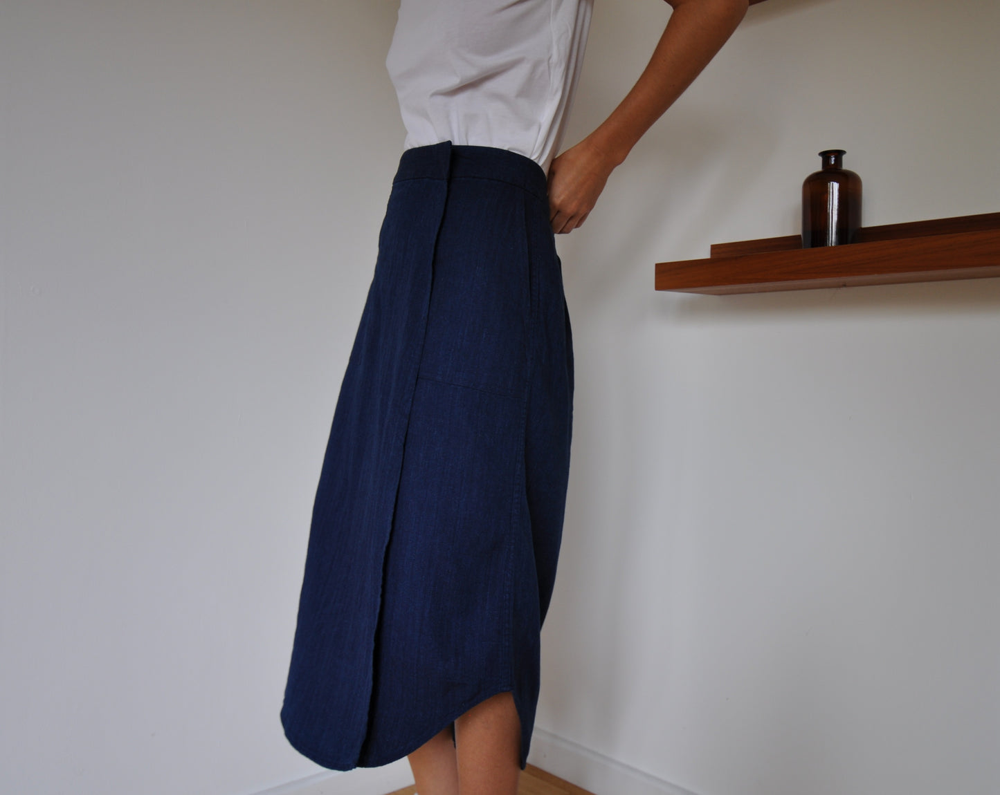 Vintage 90s Denim Midi Wrap Skirt size 8-10