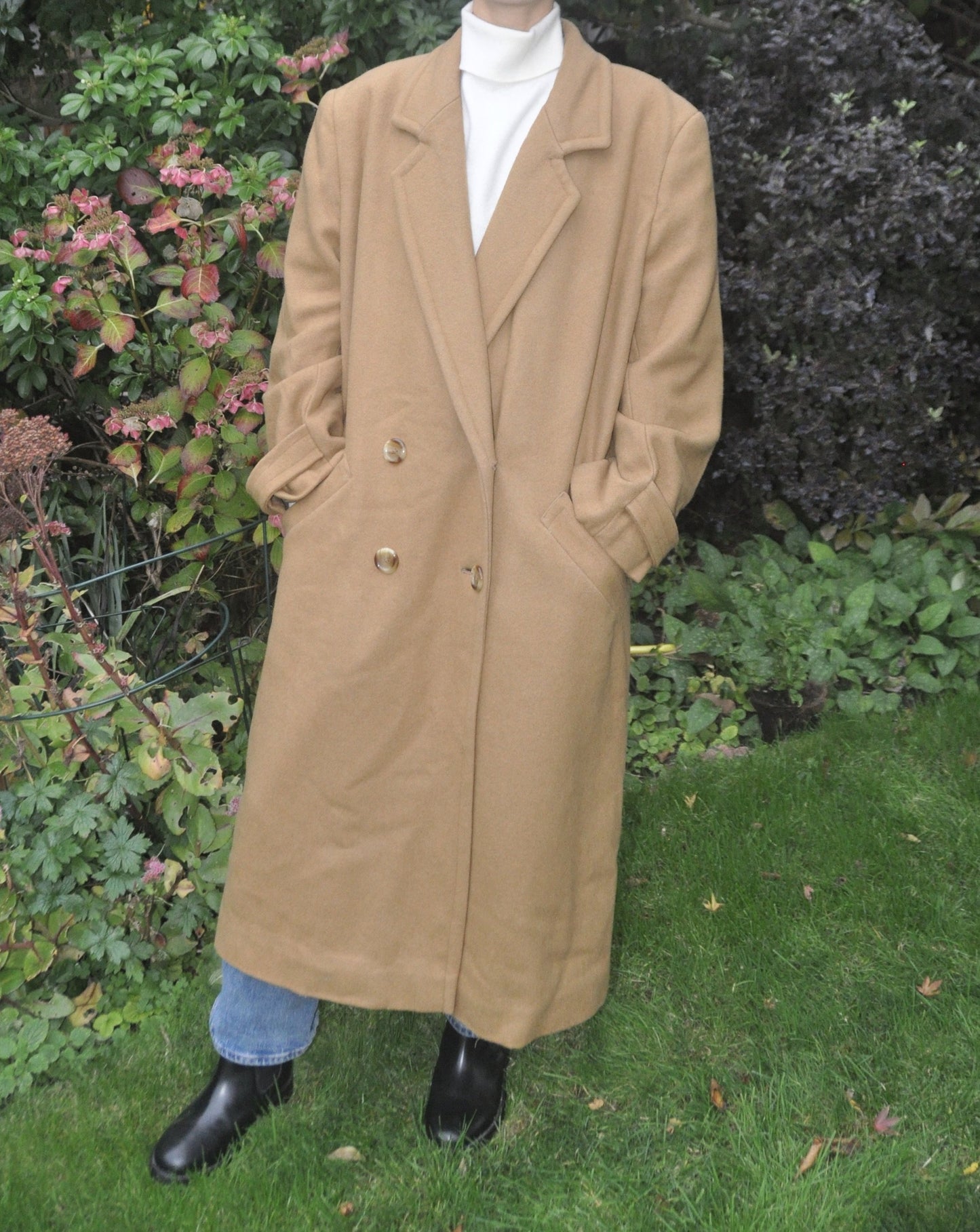 Vintage Handmade Wool Long Camel Coat size 8-12