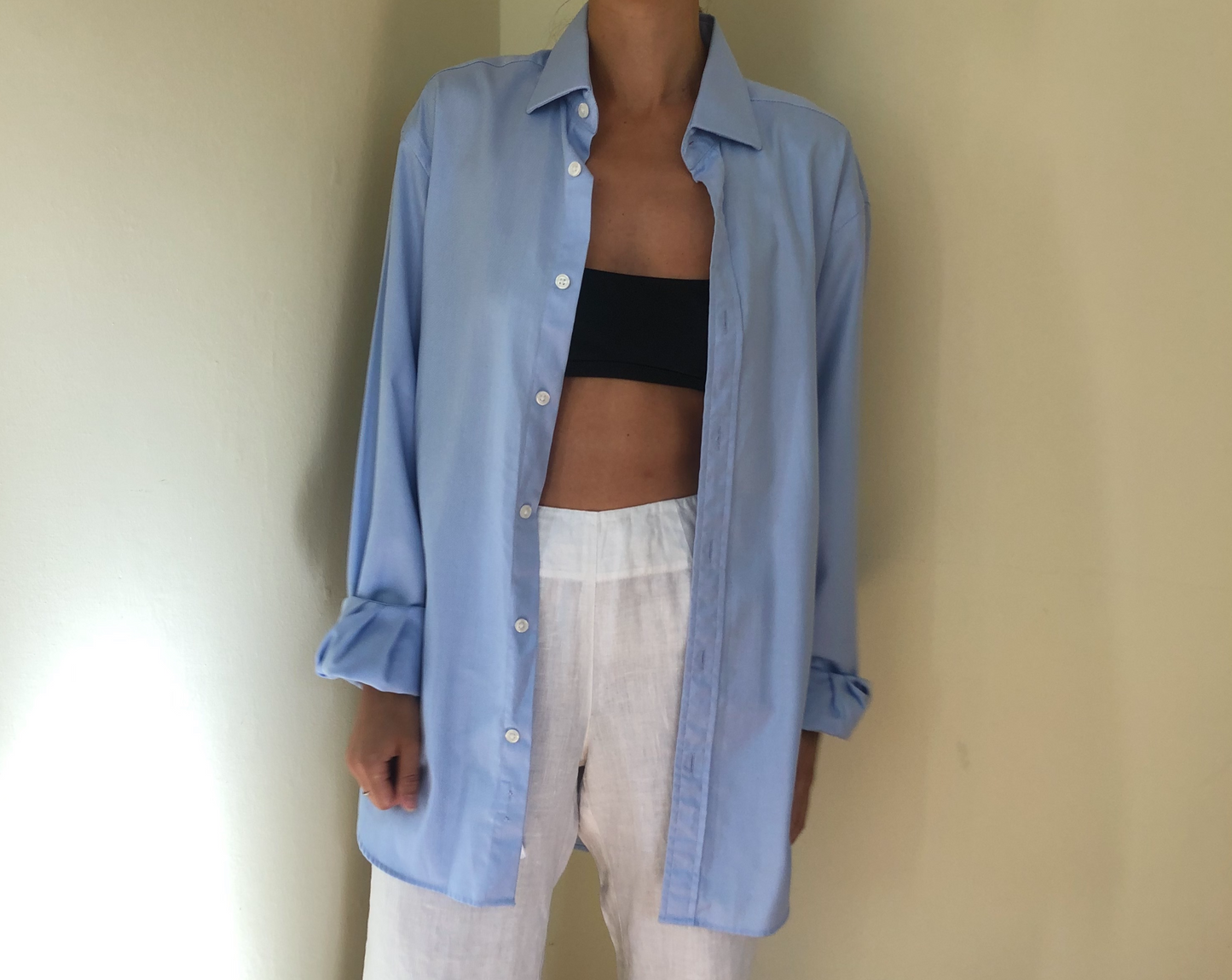 Preloved Light Blue Oversized Shirt Size 10-12