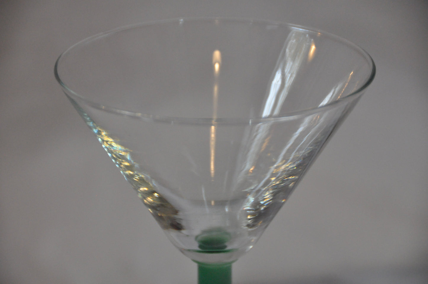 Vintage 1980s Green Stem Cocktail Glass