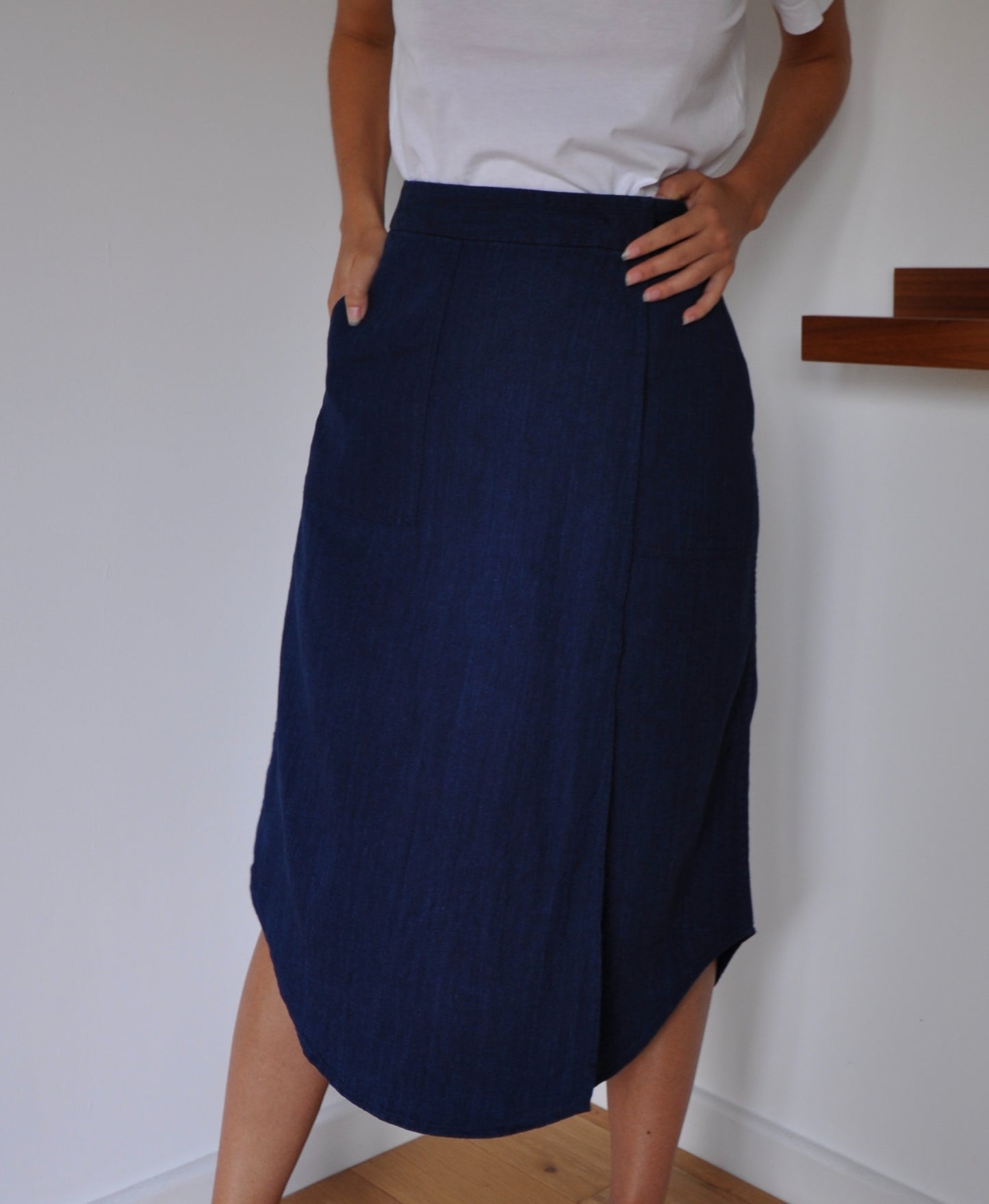 Vintage 90s Denim Midi Wrap Skirt size 8-10