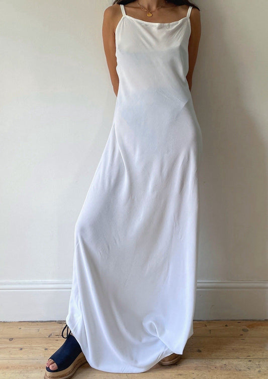 Vintage 90s Square Neck Maxi Slip Dress M-L