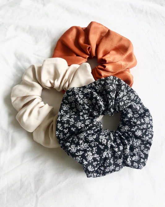 Orange Satin Handmade Upcycled Oversized Scrunchie