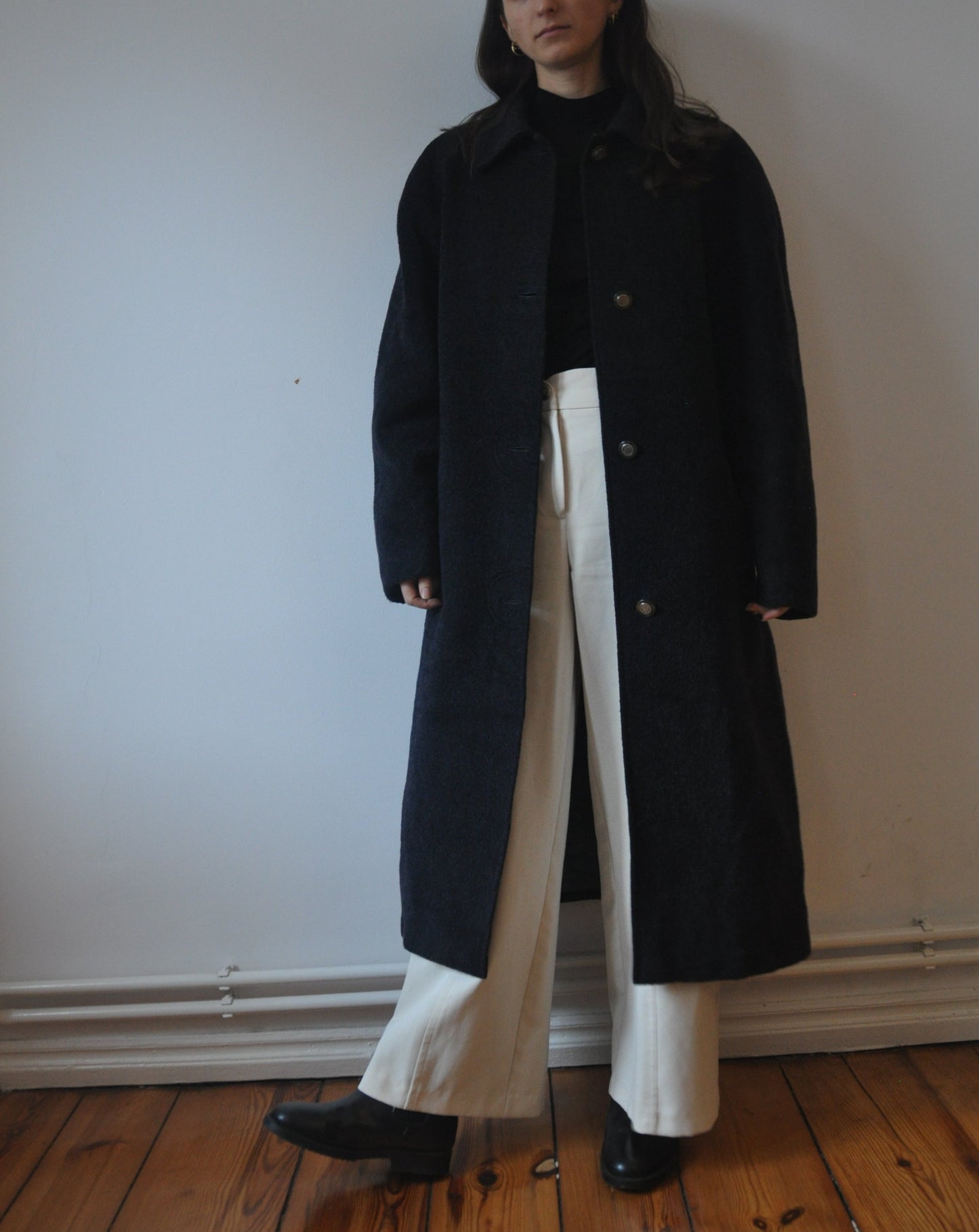 Vintage Wool Mohair Navy Relaxed Coat size 10-14