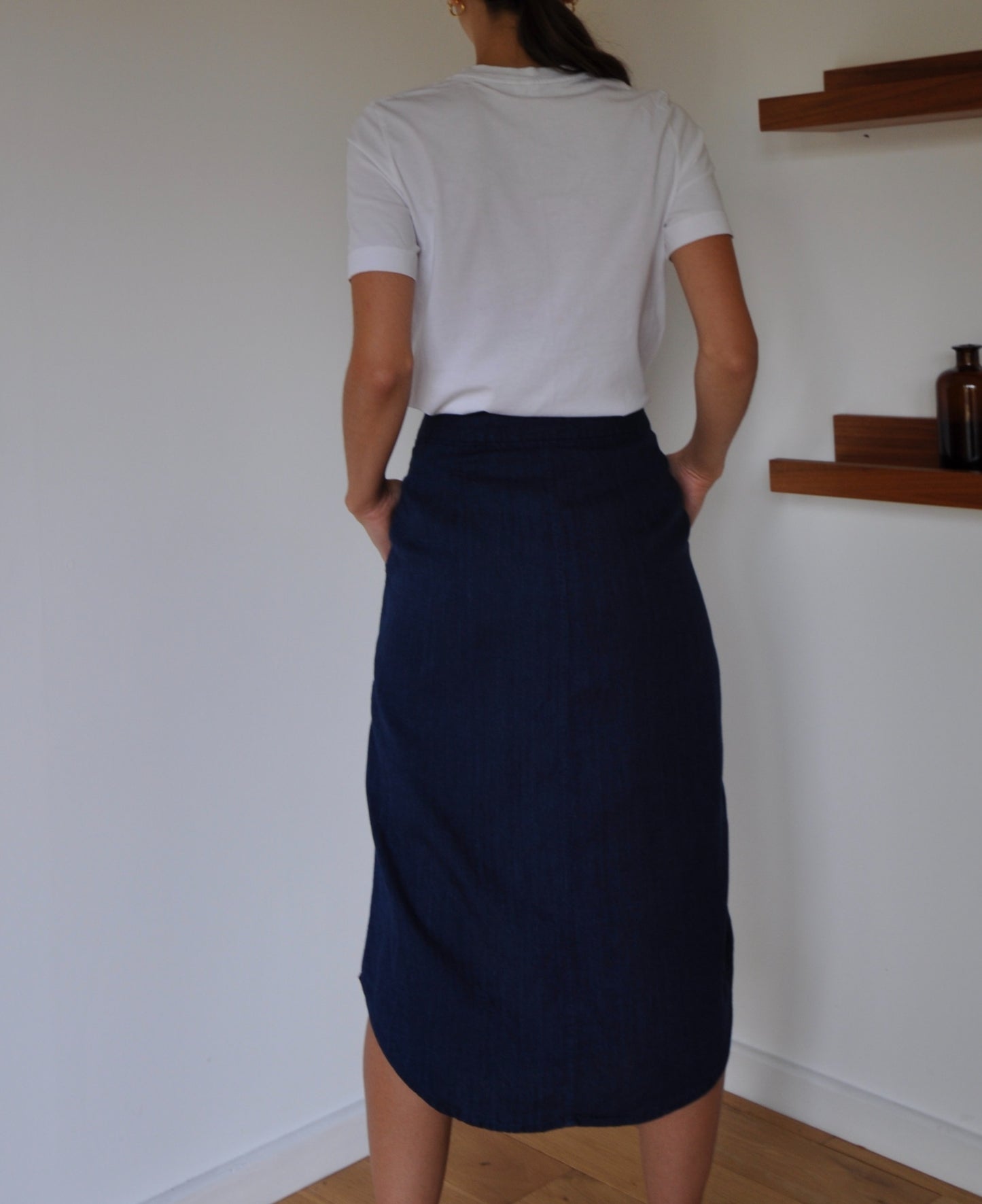 Vintage 90s Denim Midi Wrap Skirt size 8-10