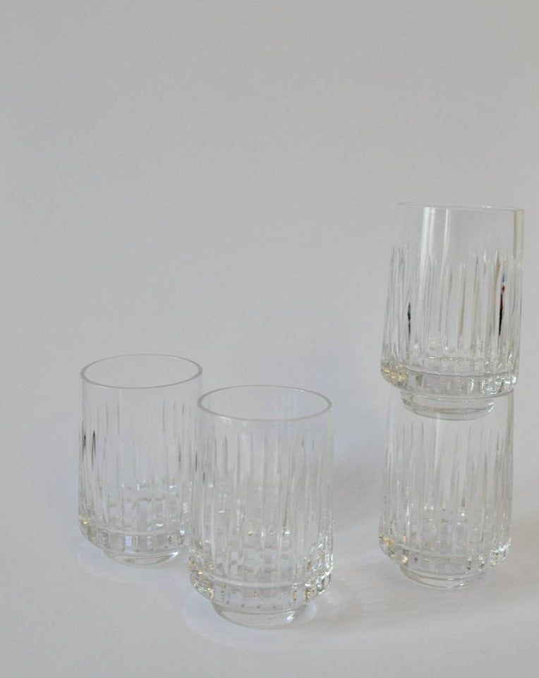 Set of 6 Clear Glass Crystal Cut Glasses