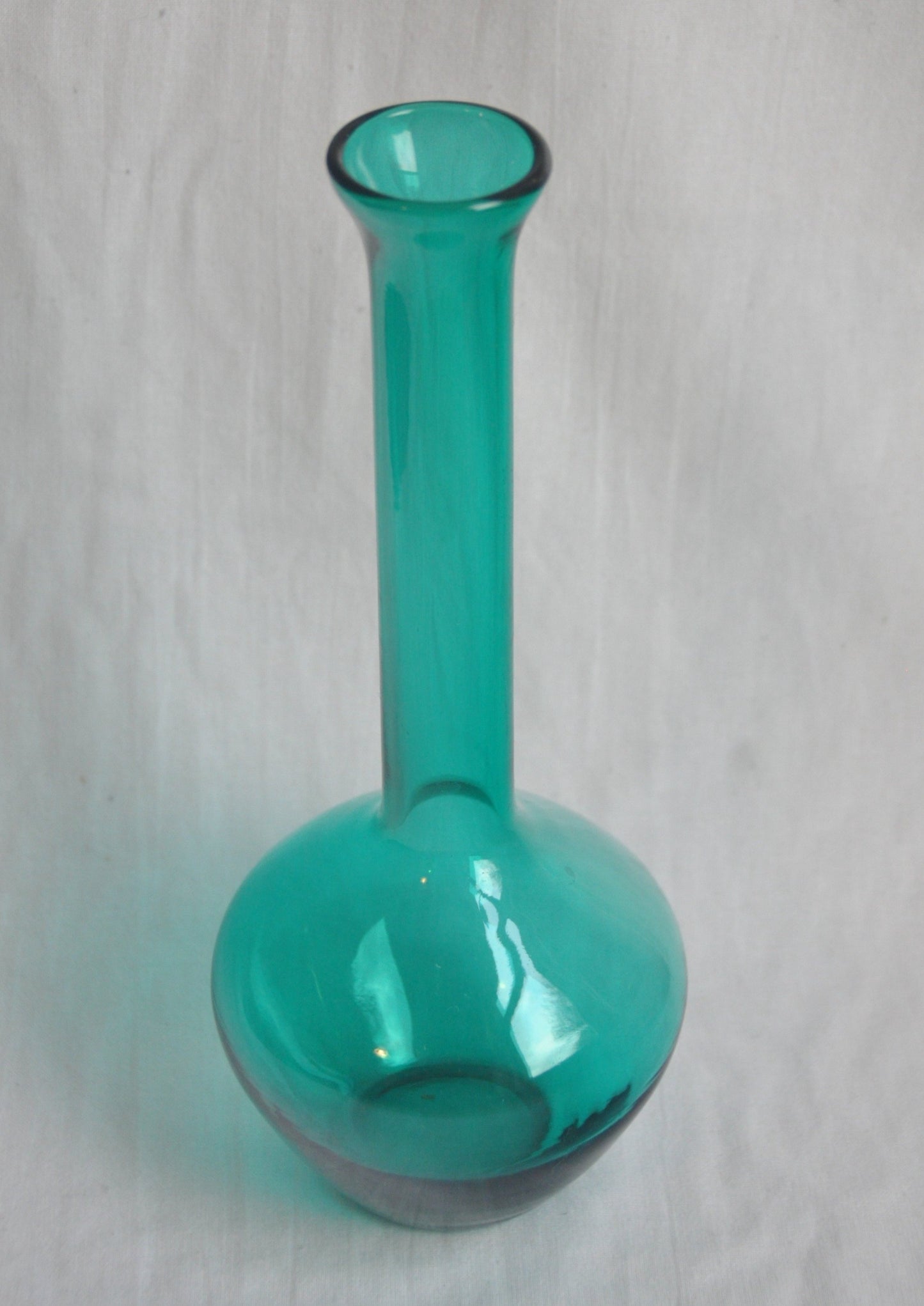 Handblown Blue Glass Tall Stem Unique Vase