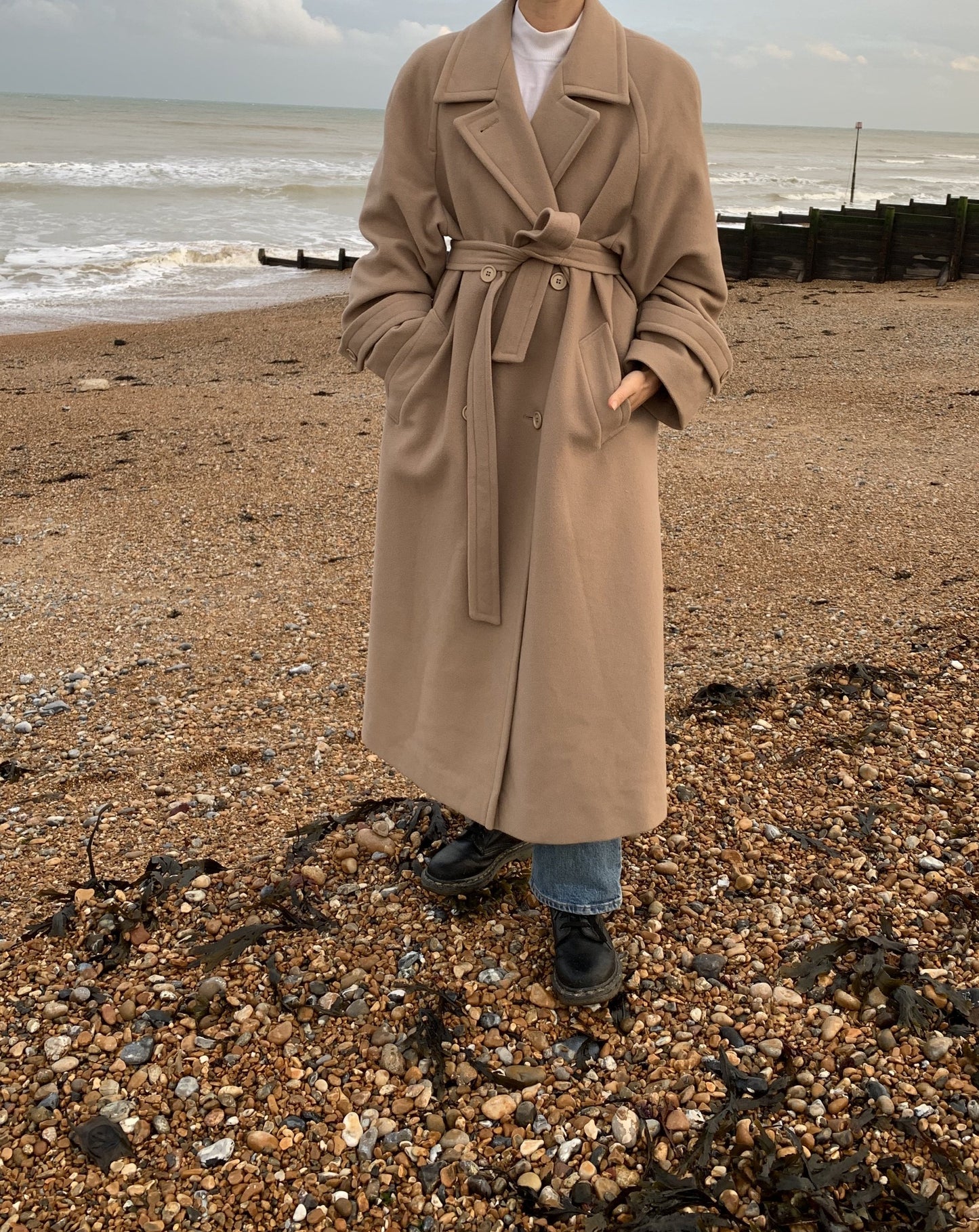 Vintage Camel Wool Wrap Coat Size 8-14