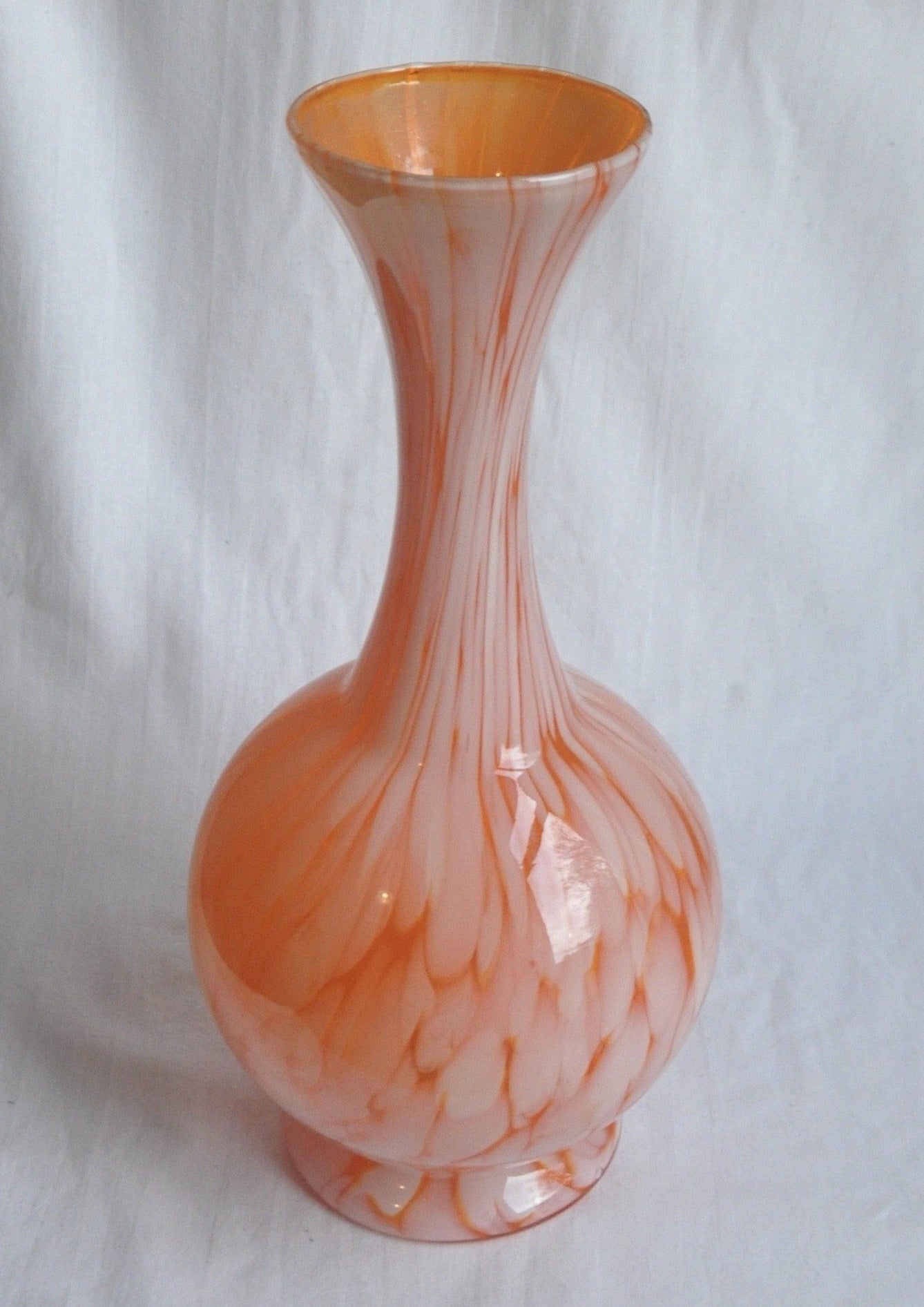 Vintage Hand Blown Large Murano Style Orange Vase