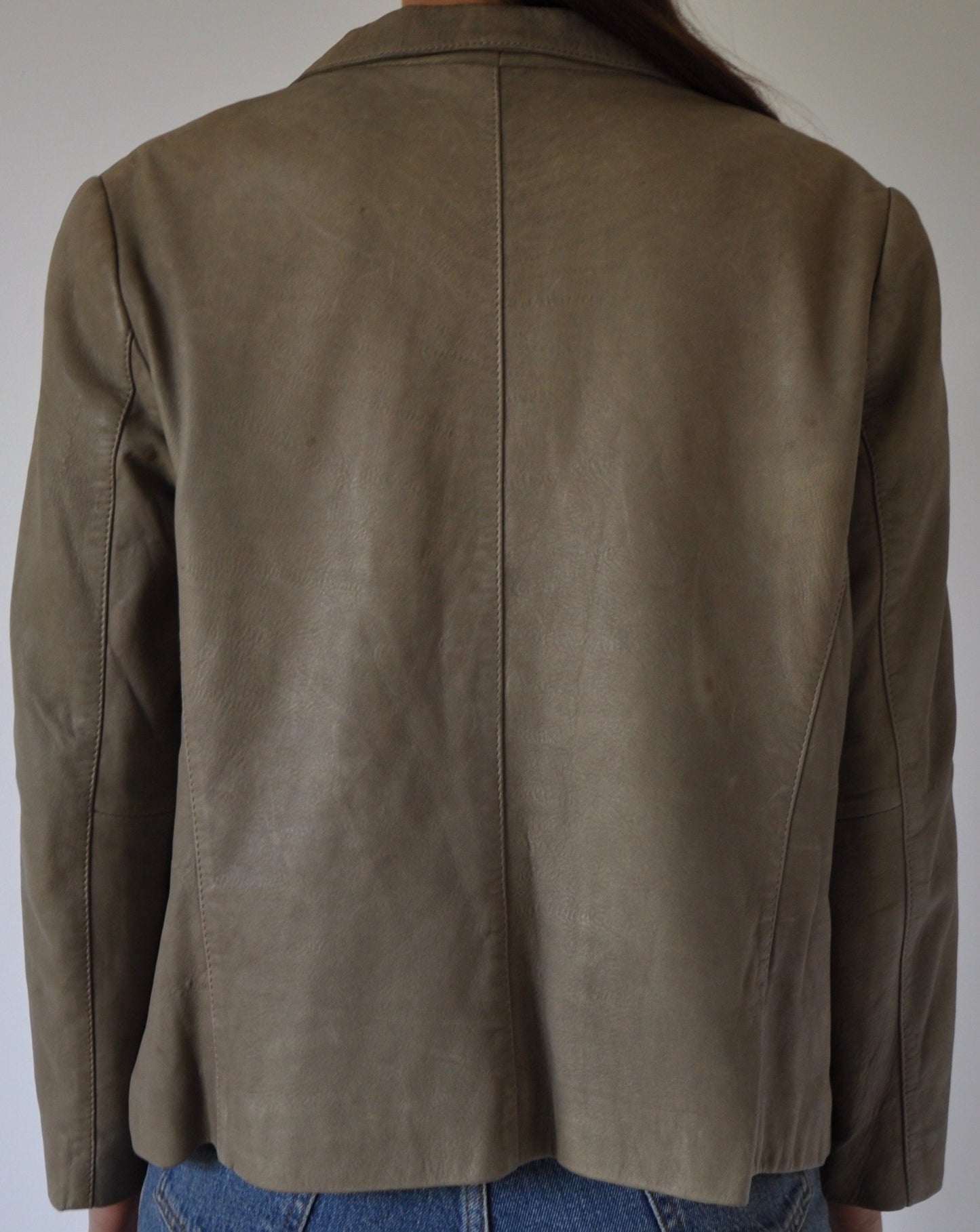 Vintage Neutral Beige Leather Blazer Size S-M