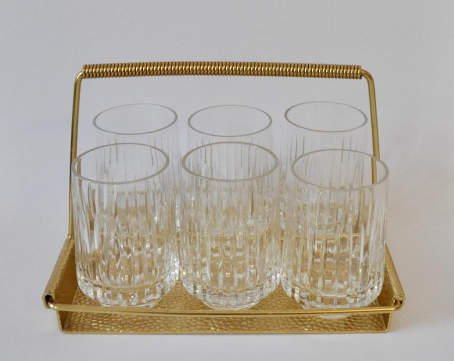 Set of 6 Clear Glass Crystal Cut Glasses