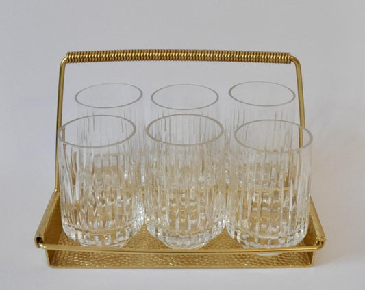 Set of 6 Clear Glass Crystal Cut Glasses