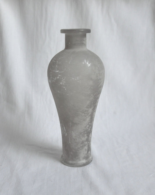 Vintage Large Glass Vase with Cloudy Texture