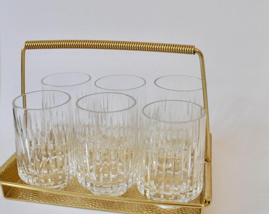 Set of 6 Clear Glass Crystal Cut Glasses