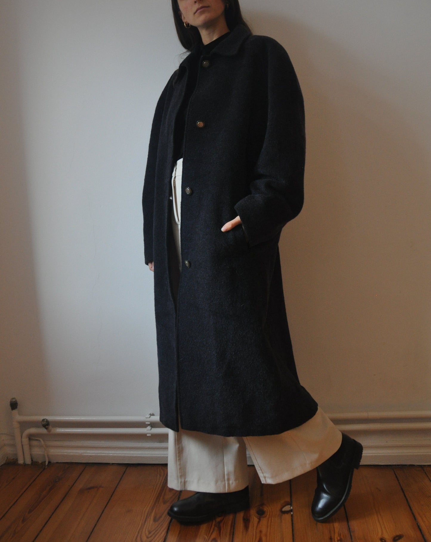 Vintage Wool Mohair Navy Relaxed Coat size 10-14