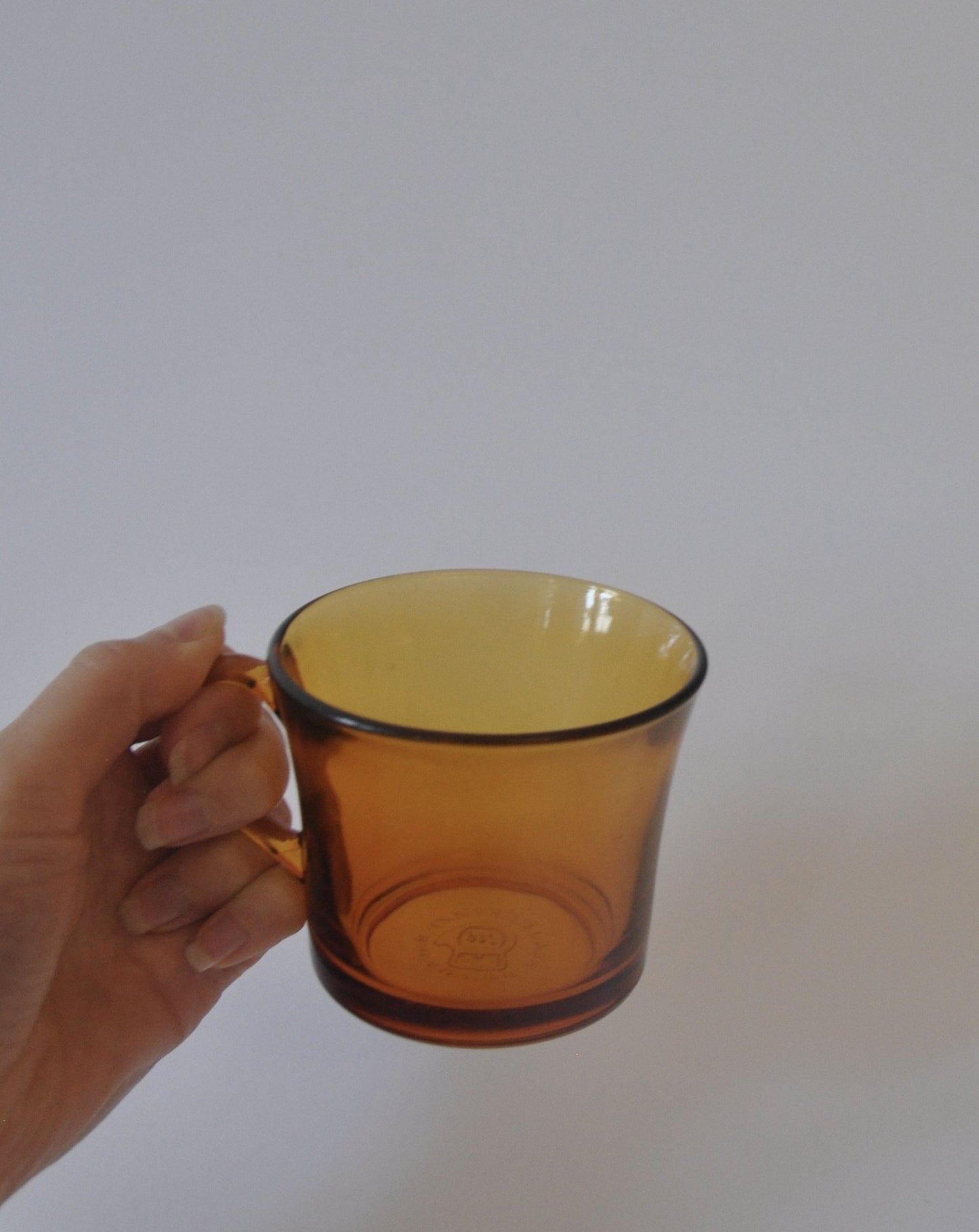 Set of 4 Vintage Amber Glass Tea Cups Mugs