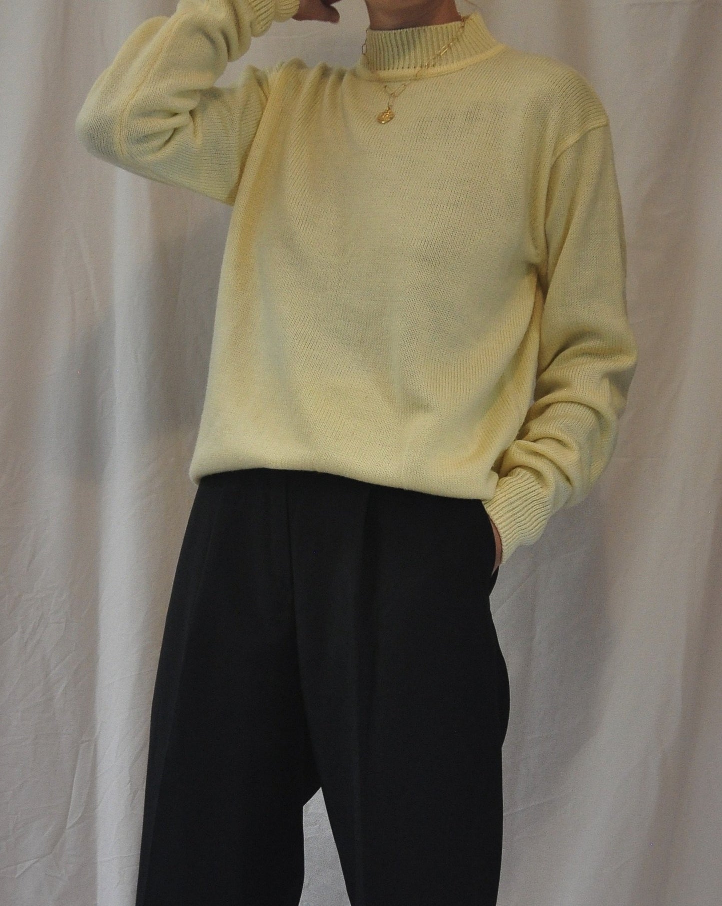 Vintage Lemon Yellow High Neck Jumper Size 10-12