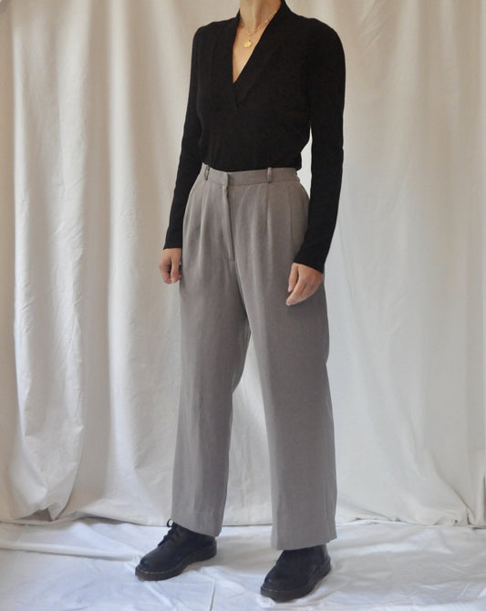 Vintage Grey Wide Leg High Waisted Trousers Size 10