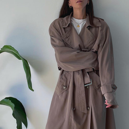 Vintage 1990s Light Khaki Trench Coat Sized M-L