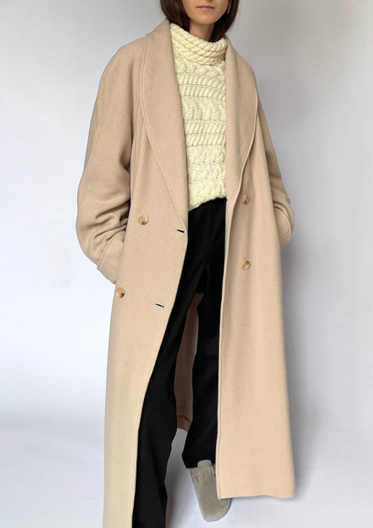 Oversized Wool Cream Coat M/L/XL