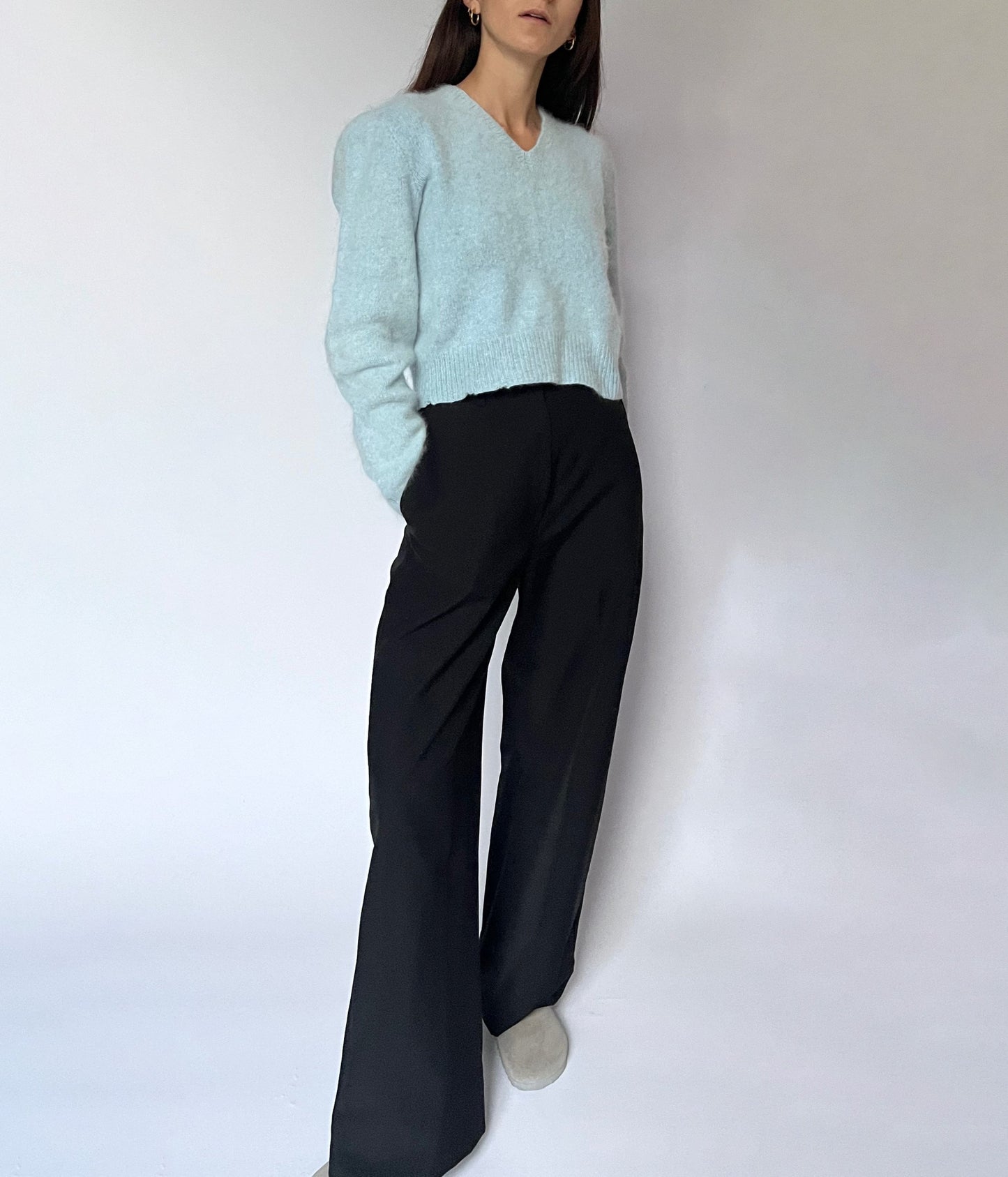 Blue Angora Cropped Jumper S