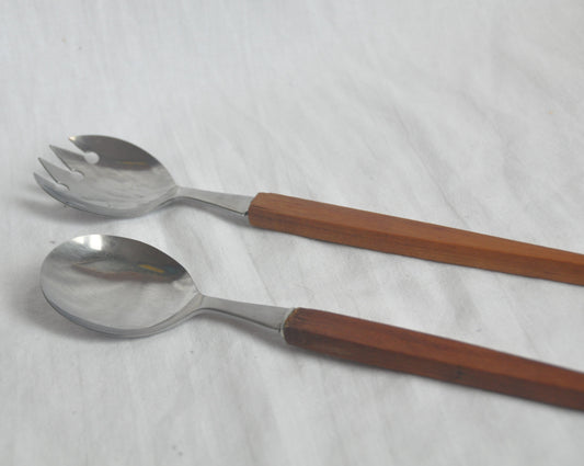 Mid Century Danish Teak Wooden Salad Servers